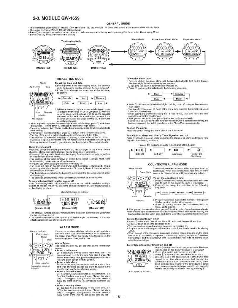 Page 1 de la notice Manuel utilisateur Casio DW9052-1V
