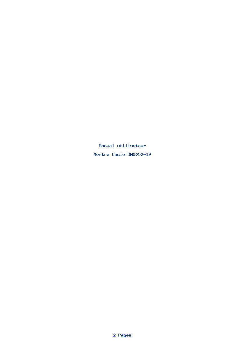 Page 1 de la notice Manuel utilisateur Casio DW9052-1V