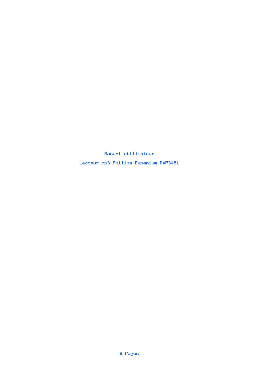 Page 1 de la notice Manuel utilisateur Philips Expanium EXP3481