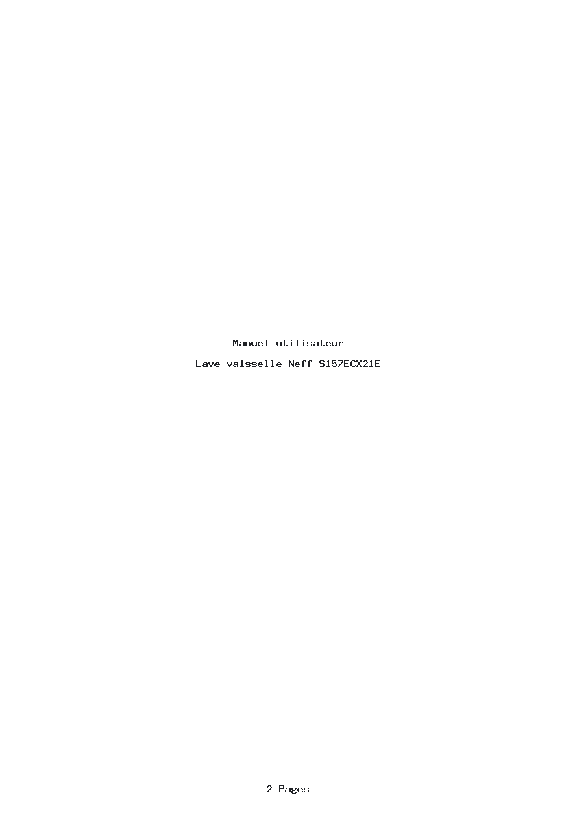 Page 1 de la notice Manuel utilisateur Neff S157ECX21E