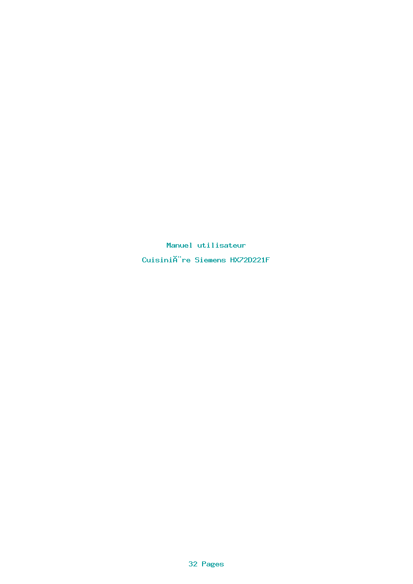 Page 1 de la notice Manuel utilisateur Siemens HX72D221F