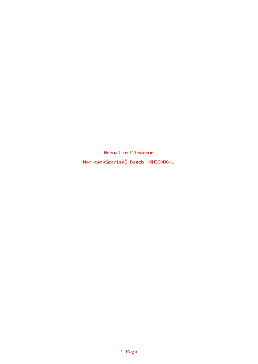 Page 1 de la notice Manuel utilisateur Bosch HXN390D60L