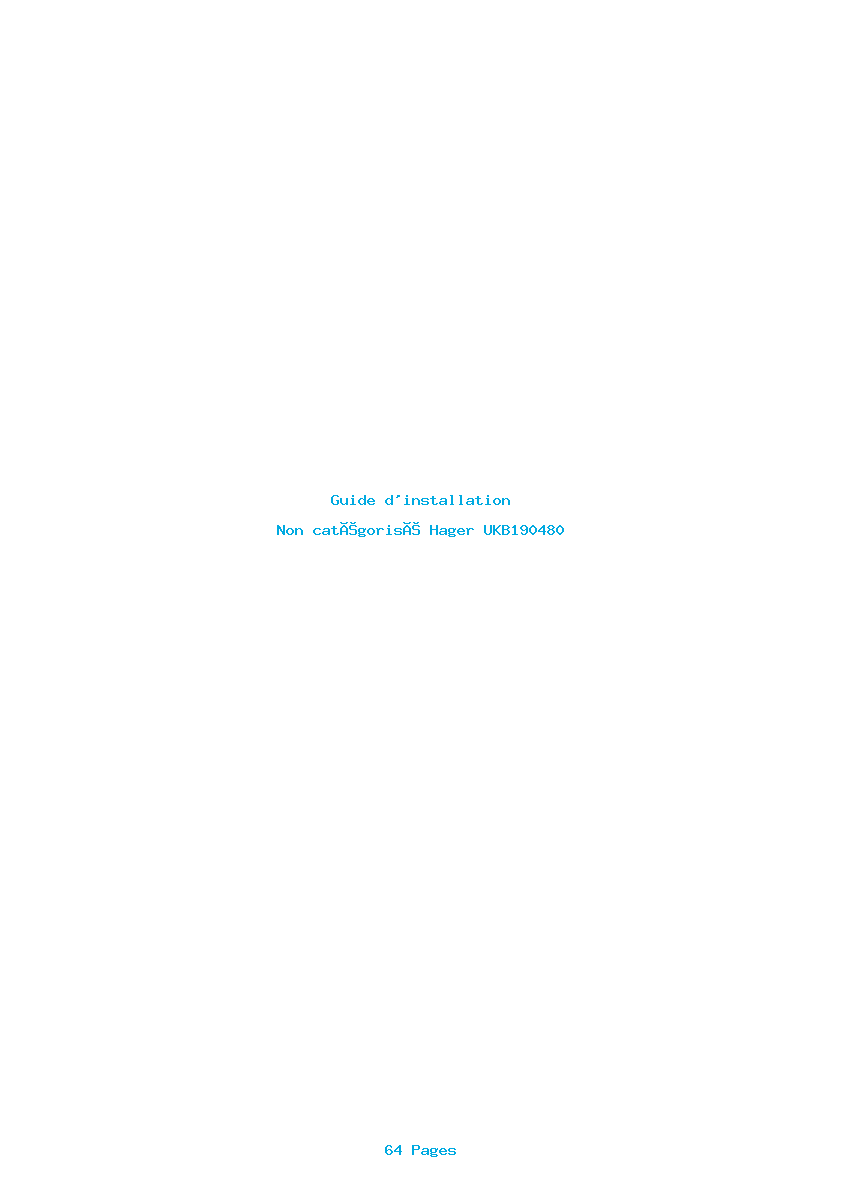 Page 1 de la notice Guide d'installation Hager UKB190480