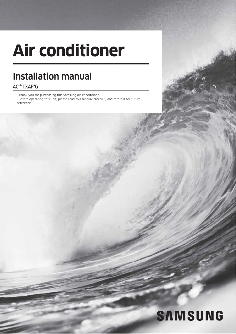 Page 1 de la notice Manuel utilisateur Samsung AC140TXAPNG