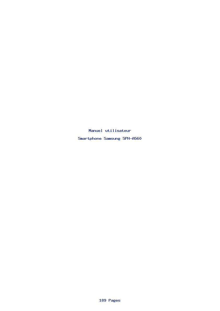Page 1 de la notice Manuel utilisateur Samsung SPH-A560