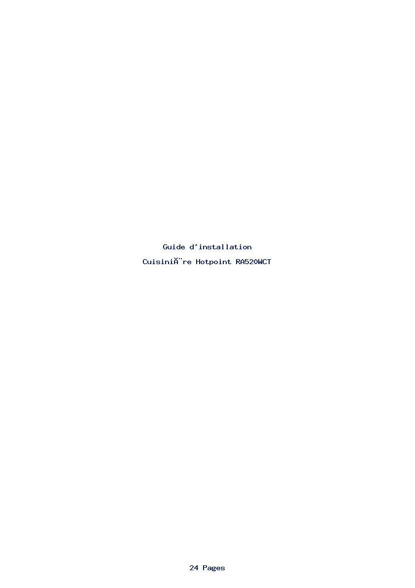 Page 1 de la notice Guide d'installation Hotpoint RA520WCT