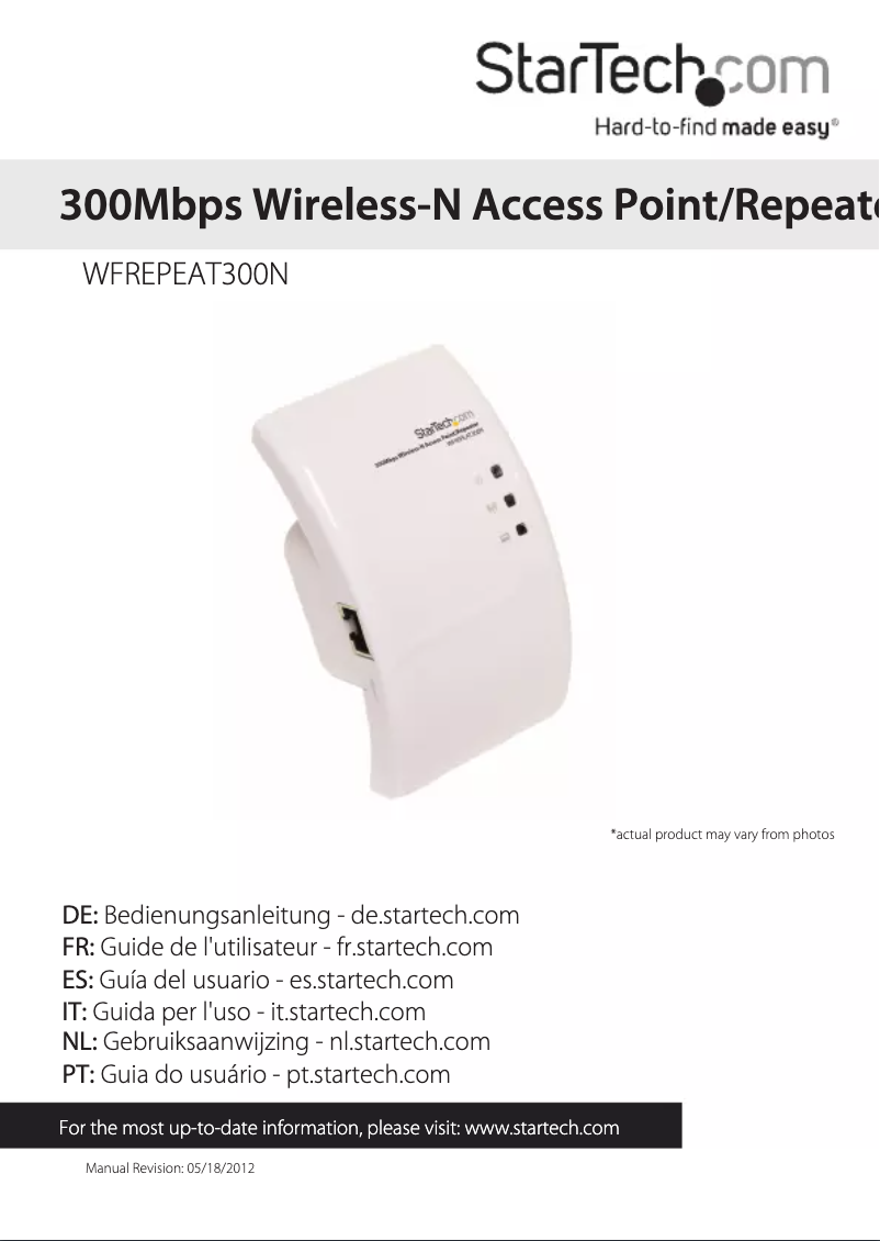 Page 1 de la notice Manuel utilisateur StarTech.com WFREPEAT300N