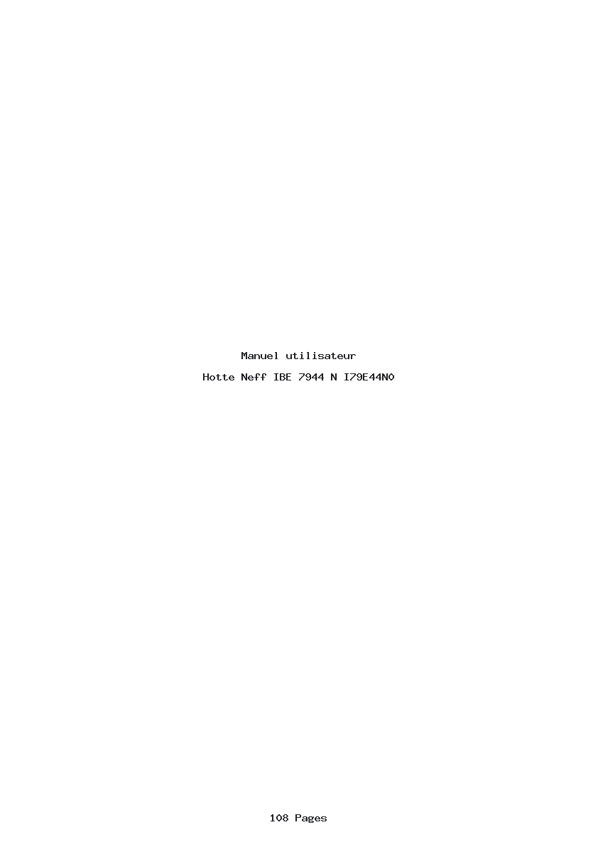 Page 1 de la notice Manuel utilisateur Neff IBE 7944 N I79E44N0