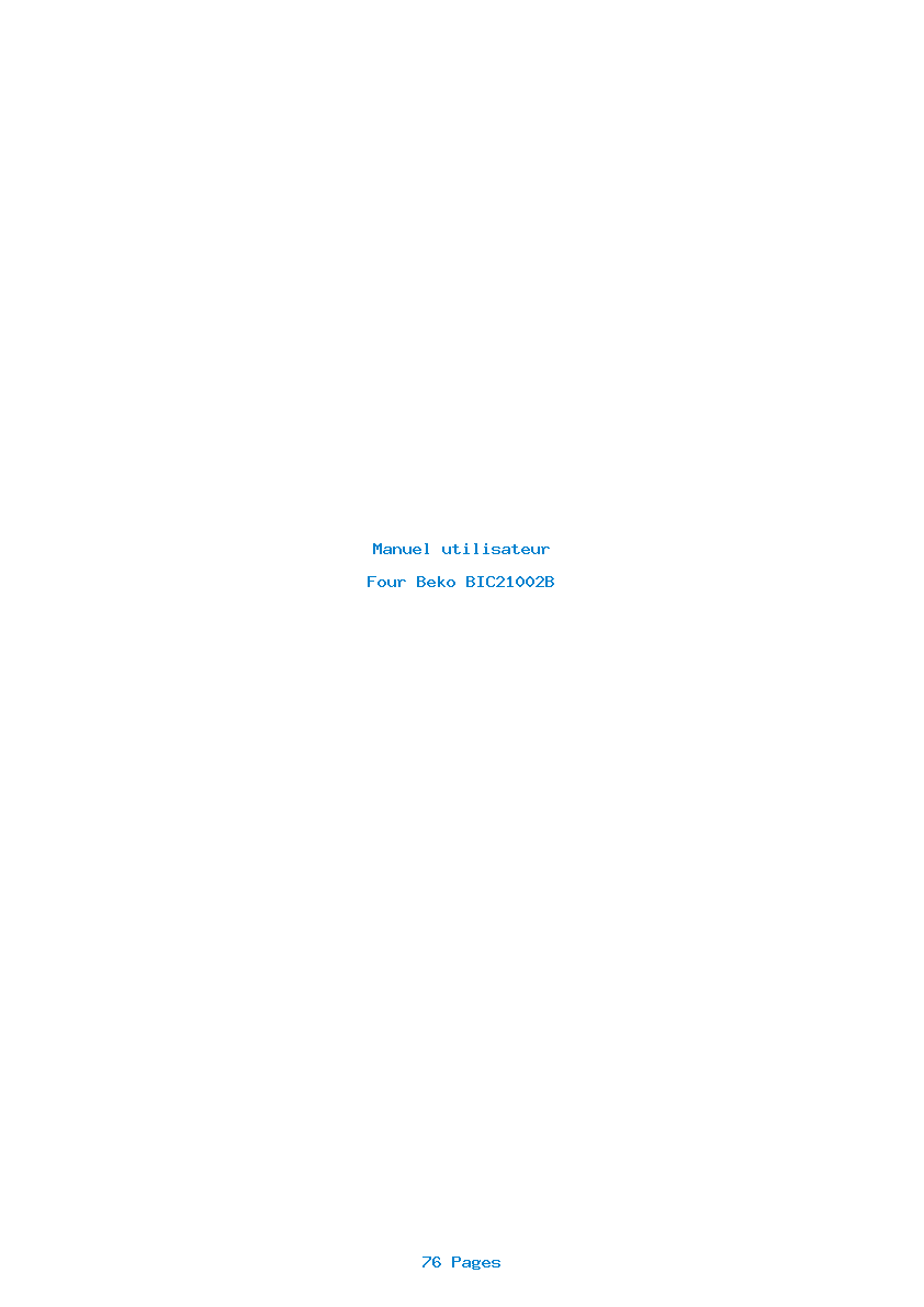 Page 1 de la notice Manuel utilisateur Beko BIC21002B