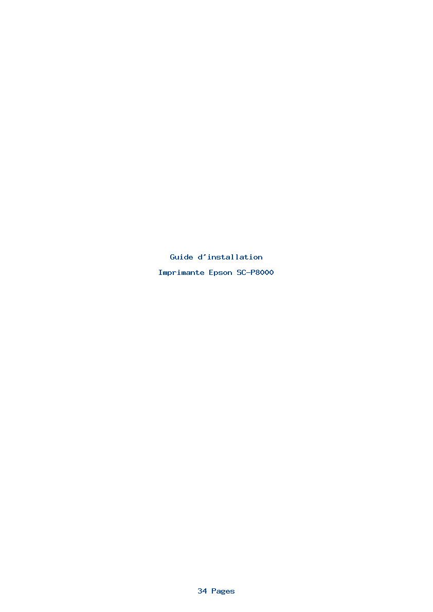 Page 1 de la notice Guide d'installation Epson SC-P8000