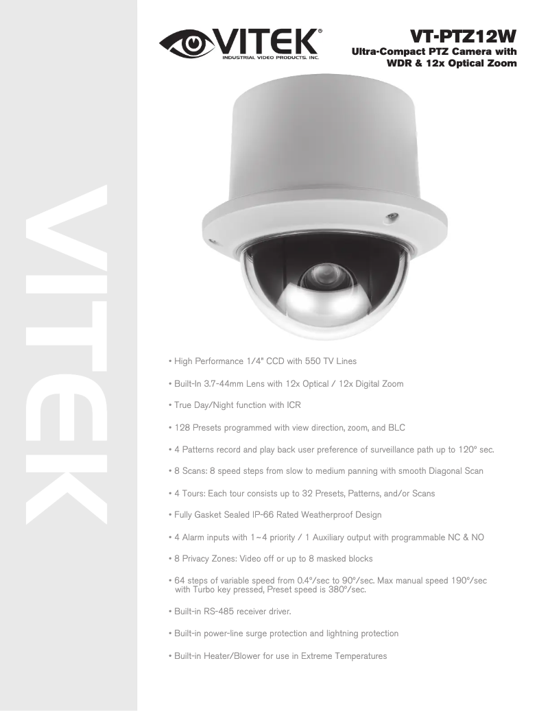 Page 1 of the manual User Manual Vitek VT-PTZ12W