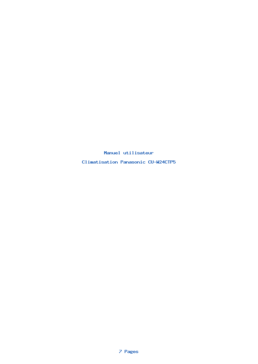 Page 1 de la notice Manuel utilisateur Panasonic CU-W24CTP5
