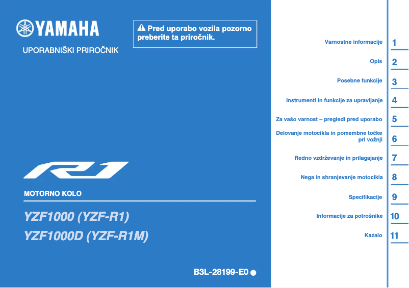 Page 1 de la notice Manuel utilisateur Yamaha YZF-R1 (2021)