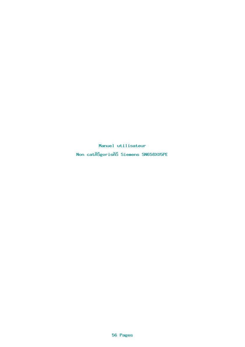 Page 1 de la notice Manuel utilisateur Siemens SN658X05PE