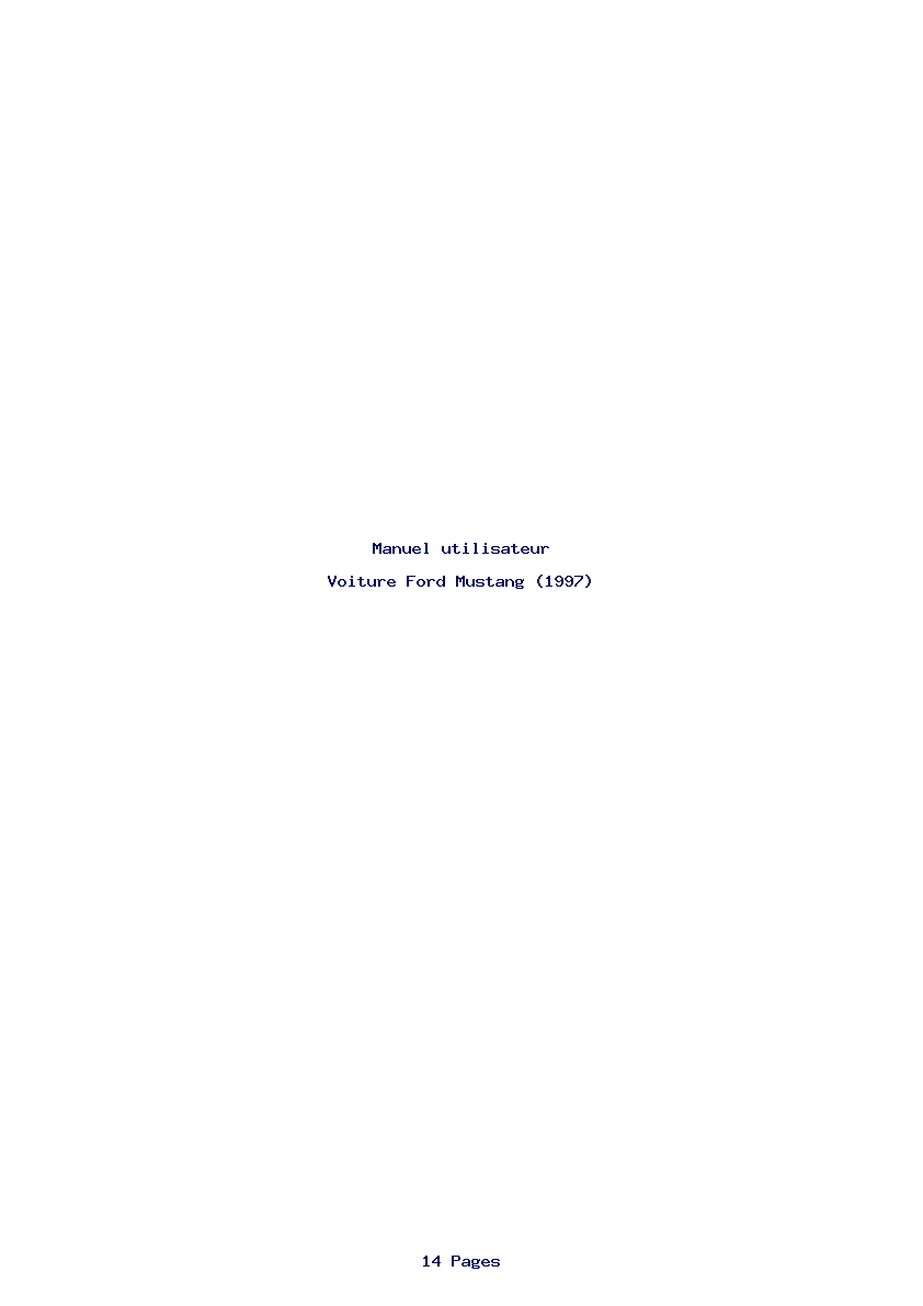 Page 1 de la notice Manuel utilisateur Ford Mustang (1997)