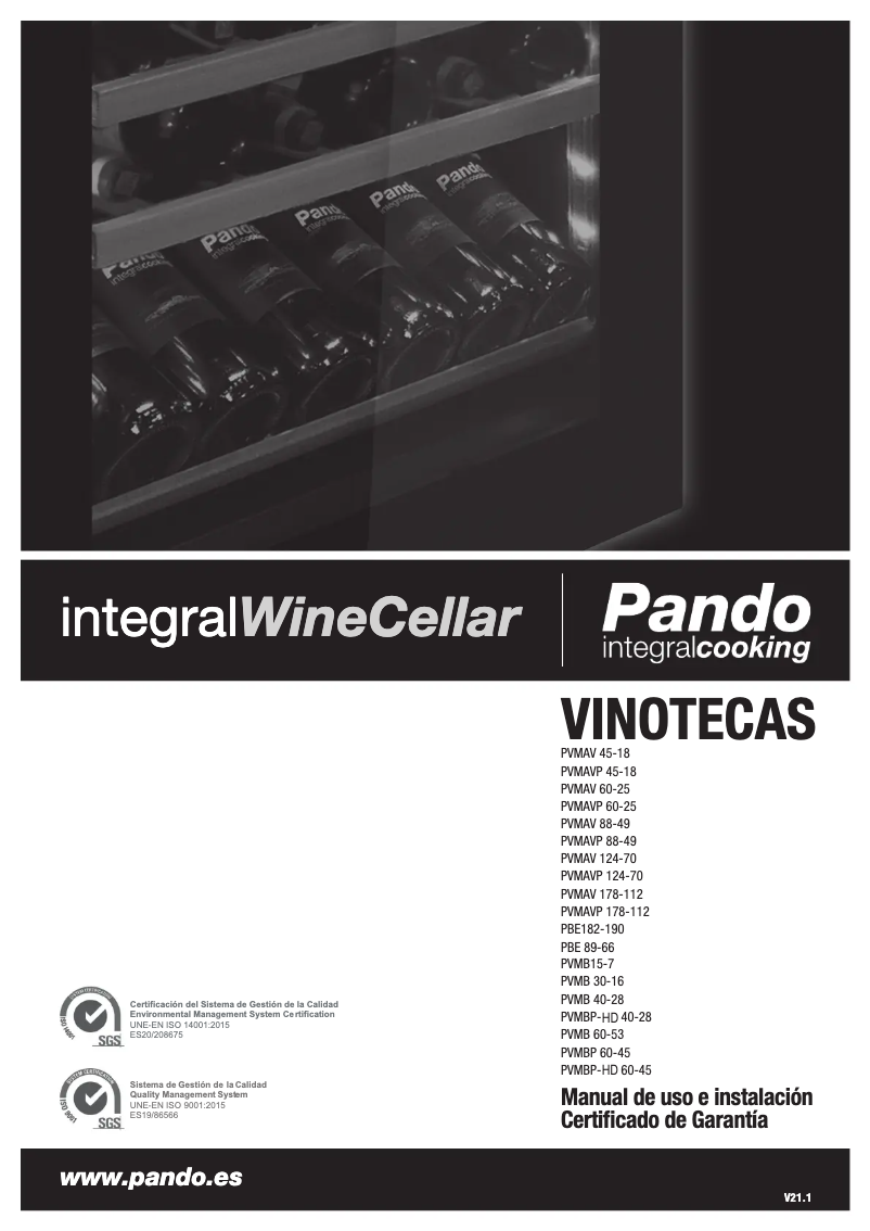 Page 1 de la notice Manuel utilisateur Pando PVMAVP 124-70 XR