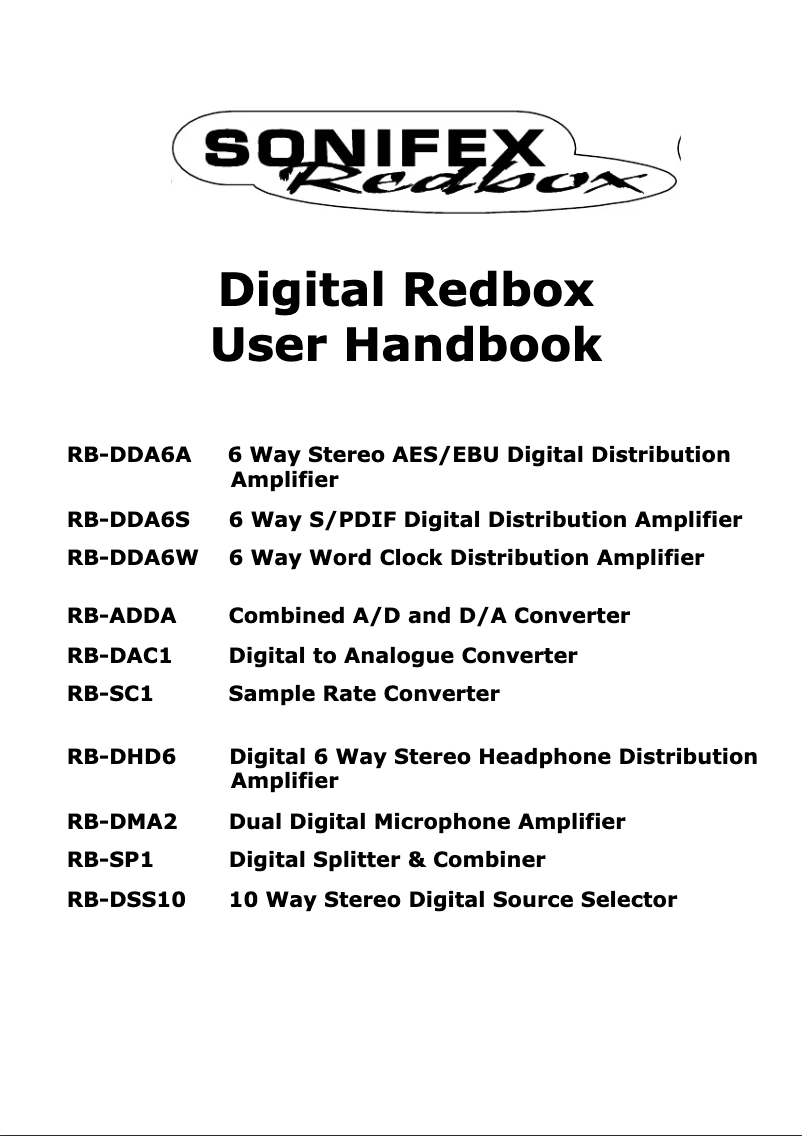 Page 1 de la notice Manuel utilisateur Sonifex Redbox RB-DDA6S