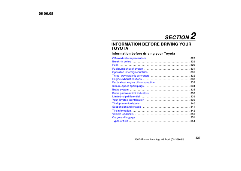 Page 1 de la notice Manuel utilisateur Toyota 4Runner (2007)