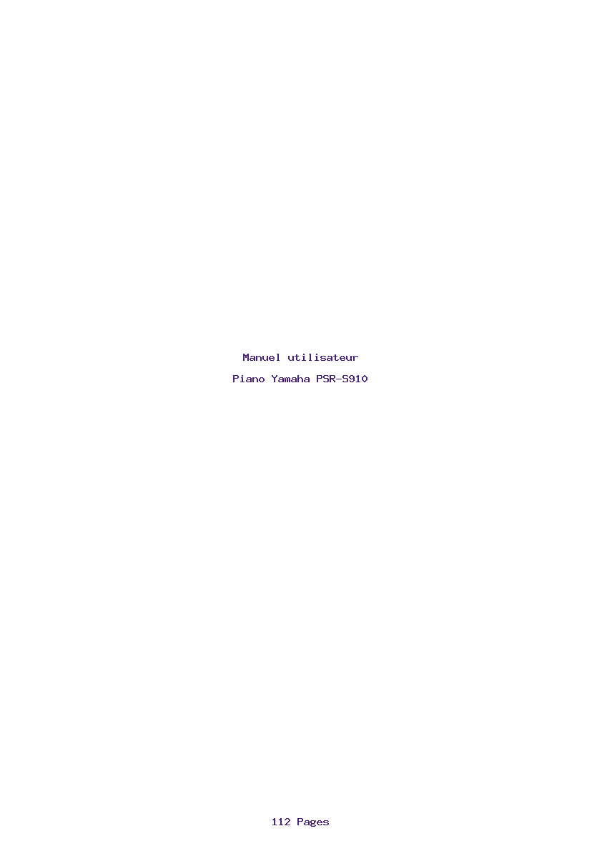 Page 1 de la notice Manuel utilisateur Yamaha PSR-S910