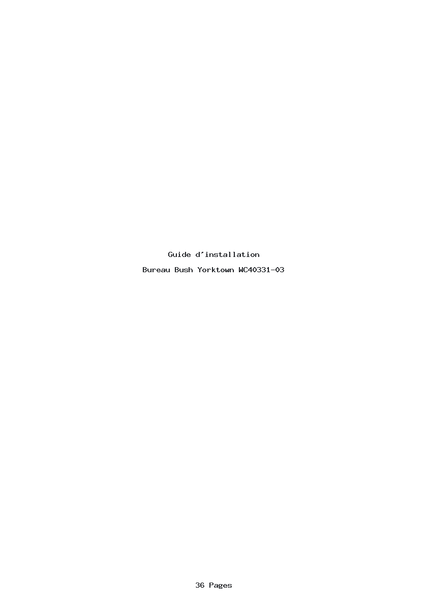 Page 1 de la notice Guide d'installation Bush Yorktown WC40331-03