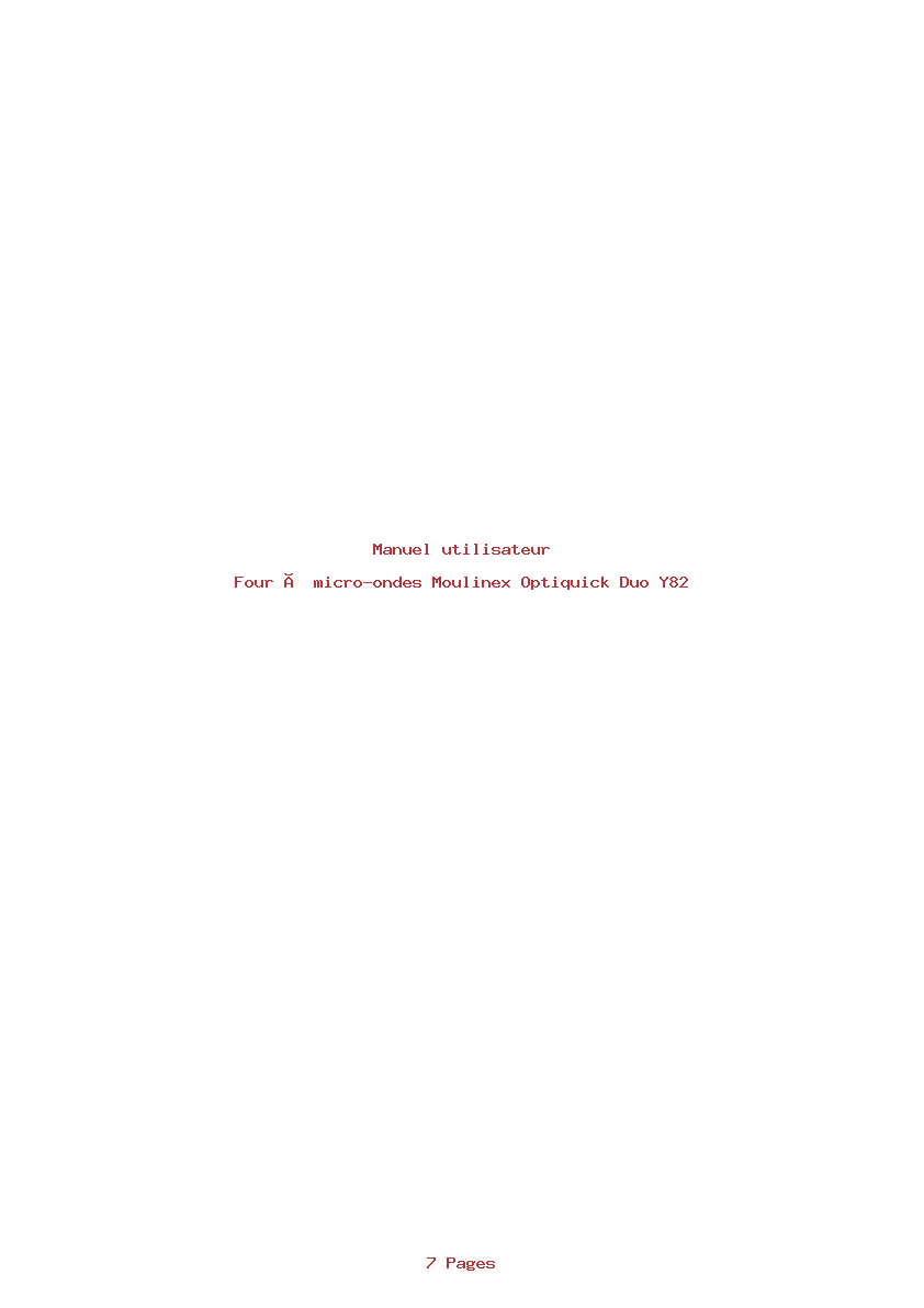 Page 1 de la notice Manuel utilisateur Moulinex Optiquick Duo Y82
