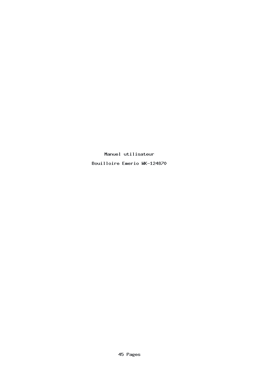 Page 1 de la notice Manuel utilisateur Emerio WK-124870