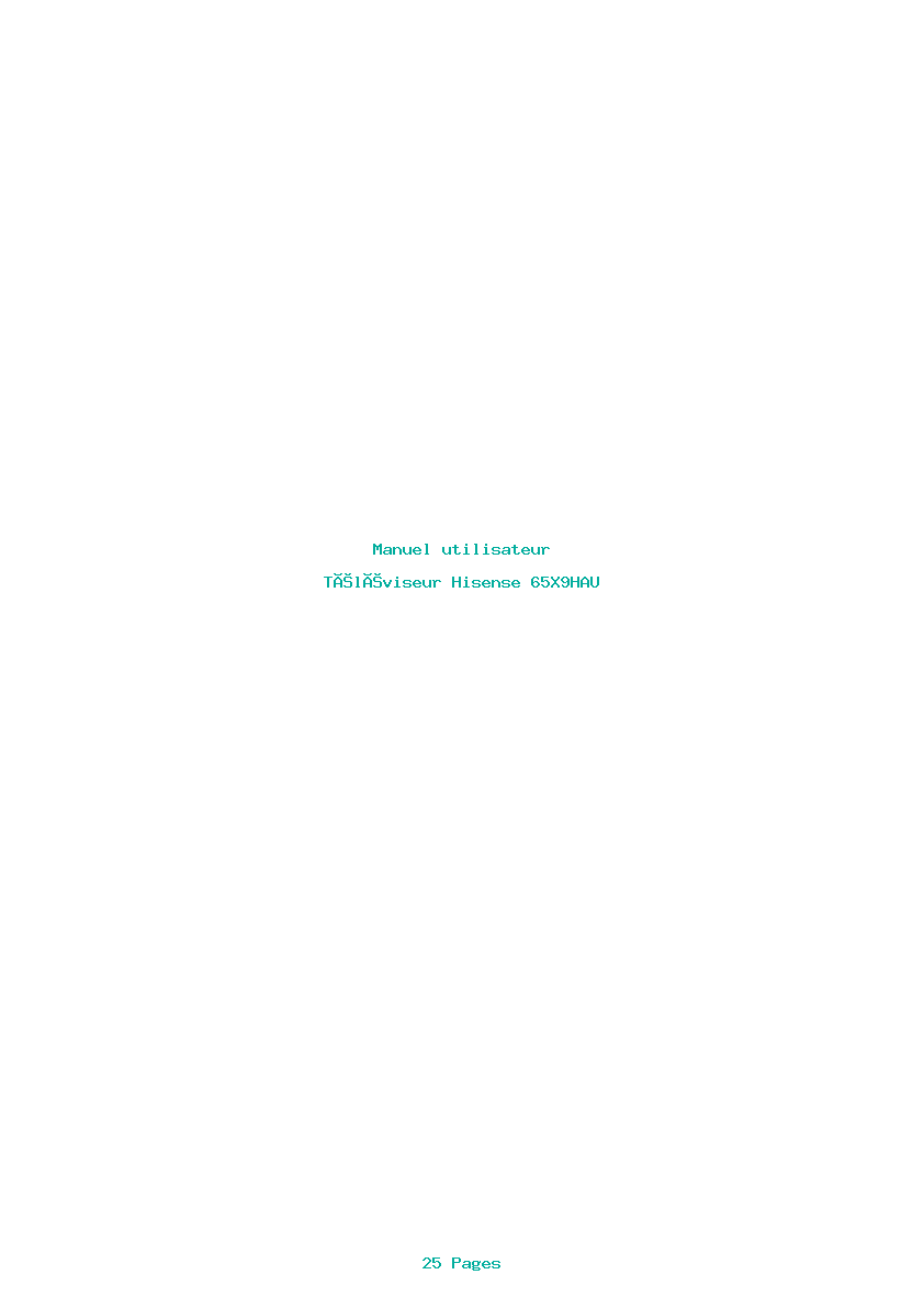 Page 1 de la notice Manuel utilisateur Hisense 65X9HAU