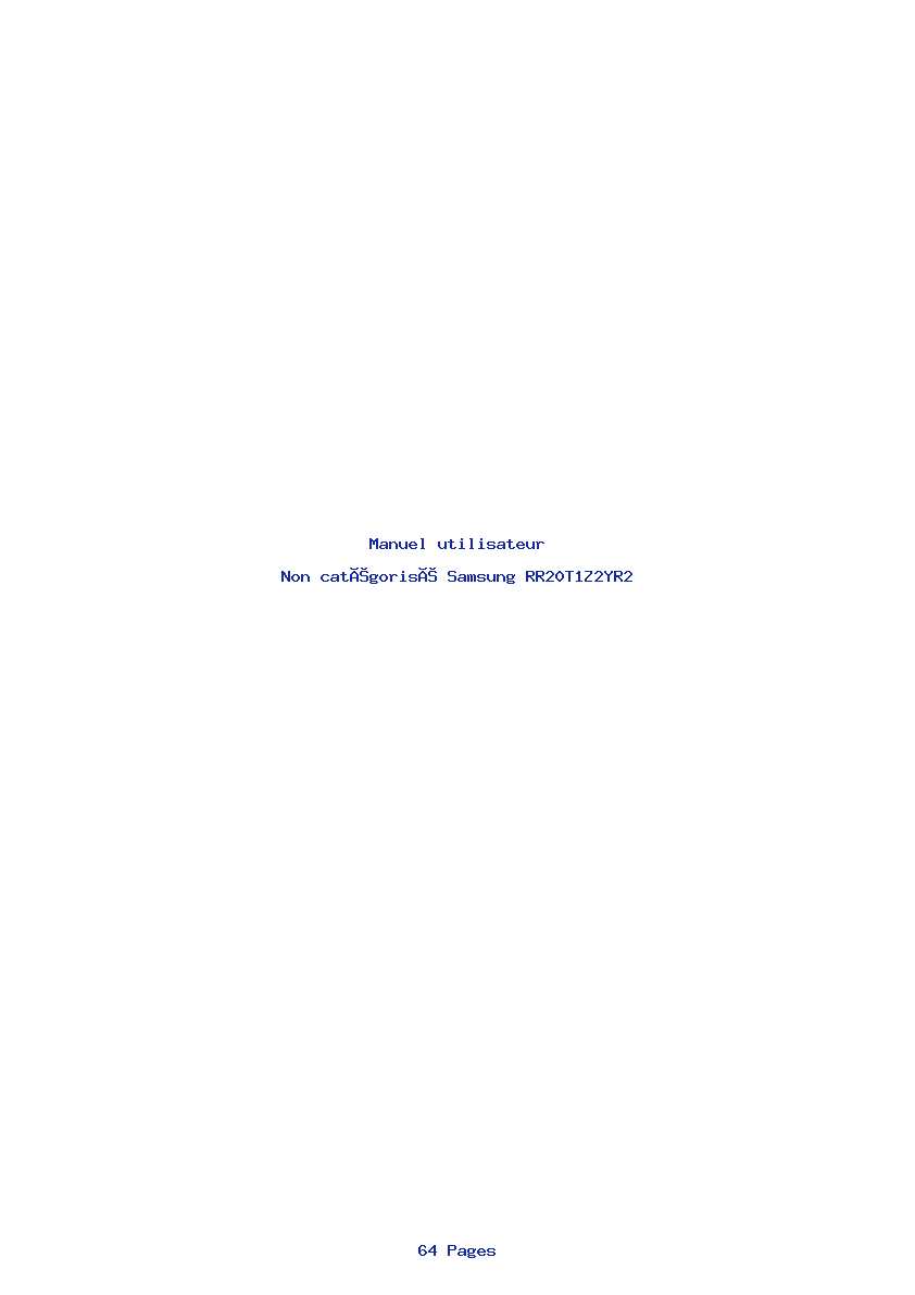 Page 1 de la notice Manuel utilisateur Samsung RR20T1Z2YR2