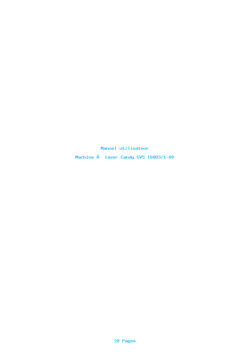 Page 1 de la notice Manuel utilisateur Candy GVS 168D3/1-80