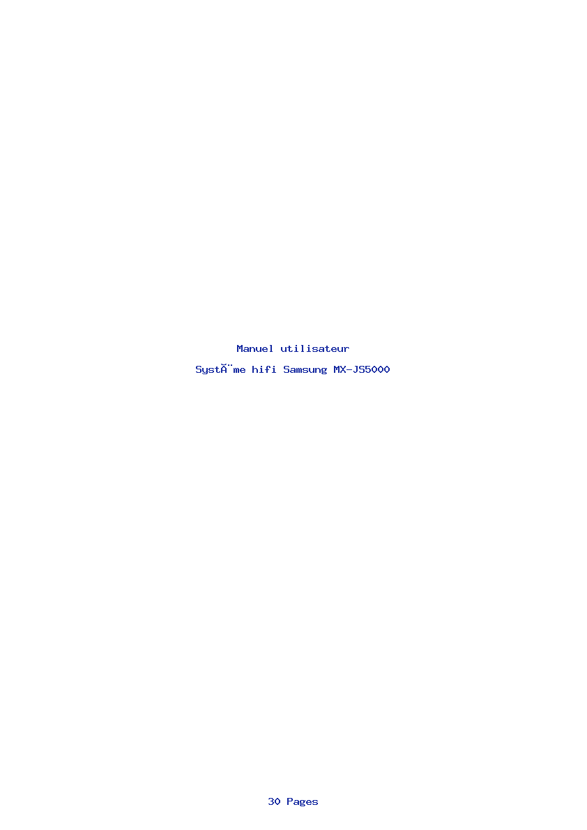 Page 1 de la notice Manuel utilisateur Samsung MX-JS5000