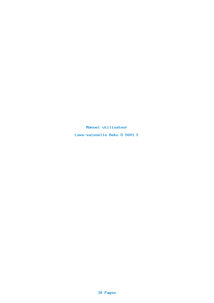Page 1 de la notice Manuel utilisateur Beko D 5001 E
