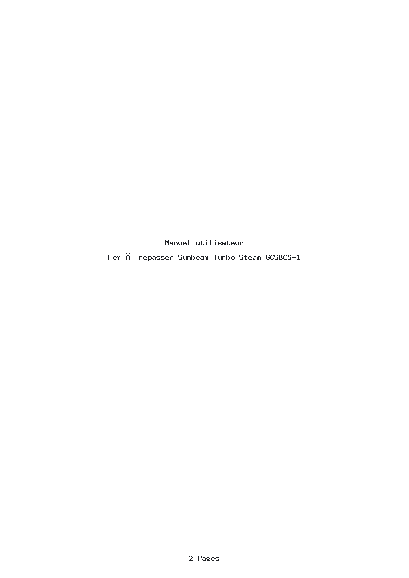 Page 1 de la notice Manuel utilisateur Sunbeam Turbo Steam GCSBCS-1
