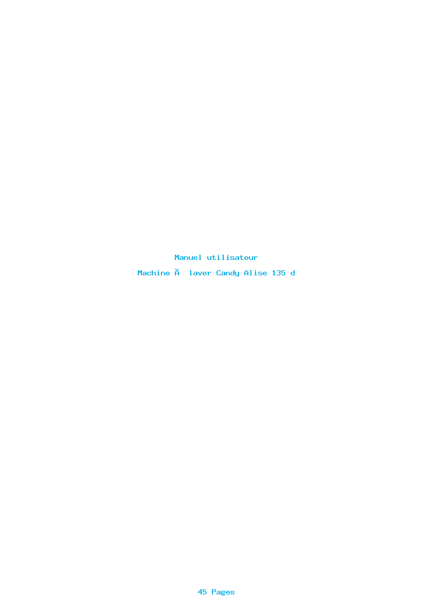 Page 1 de la notice Manuel utilisateur Candy Alise 135 d