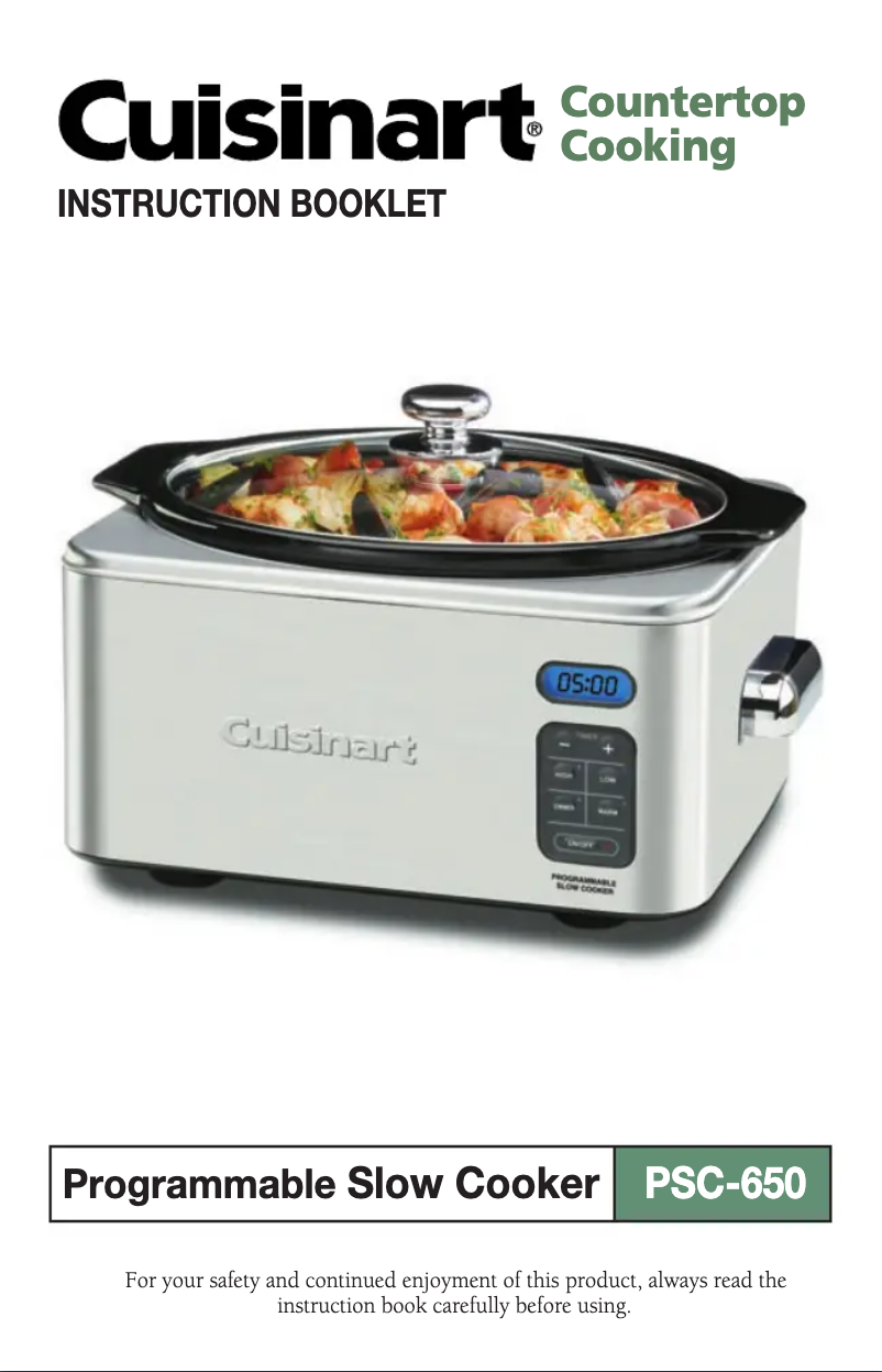 Page 1 de la notice Manuel d'utilisation et d'entretien Cuisinart PSC-650