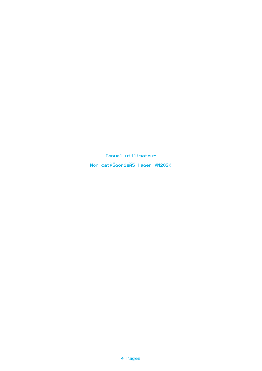Page 1 de la notice Manuel utilisateur Hager VM202K