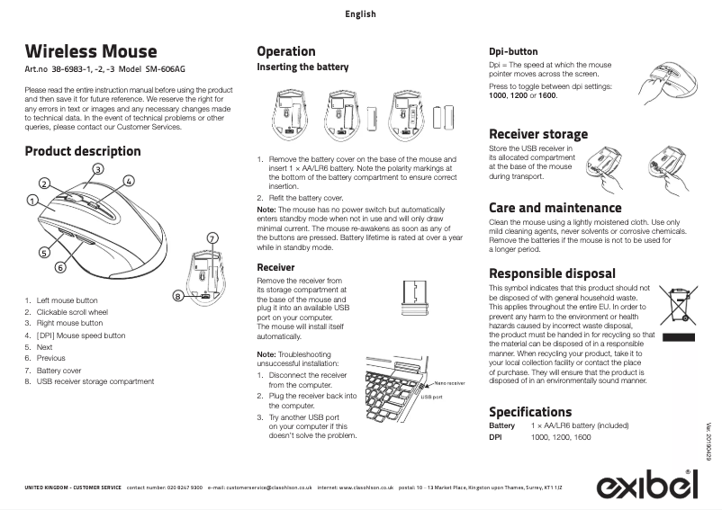 Page 1 de la notice Manuel utilisateur Exibel SM-606AG