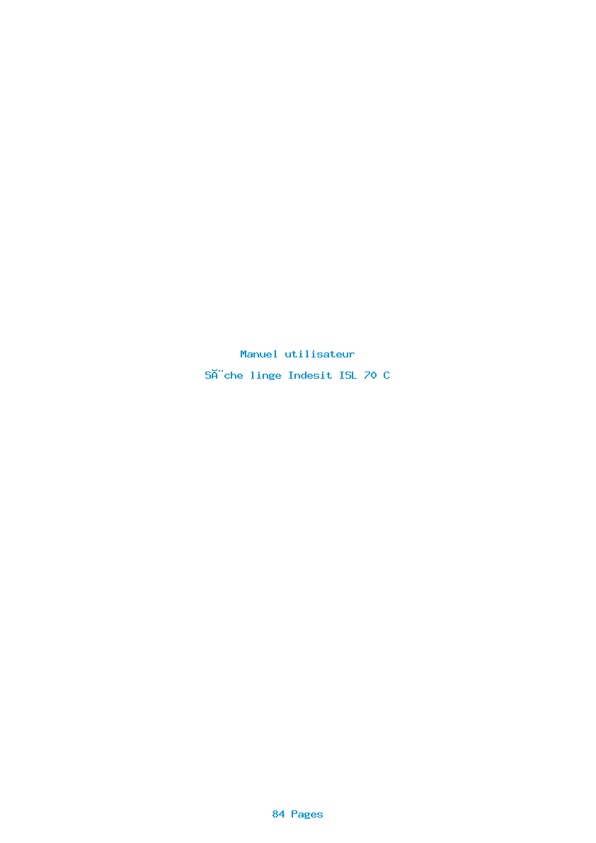 Page 1 de la notice Manuel utilisateur Indesit ISL 70 C