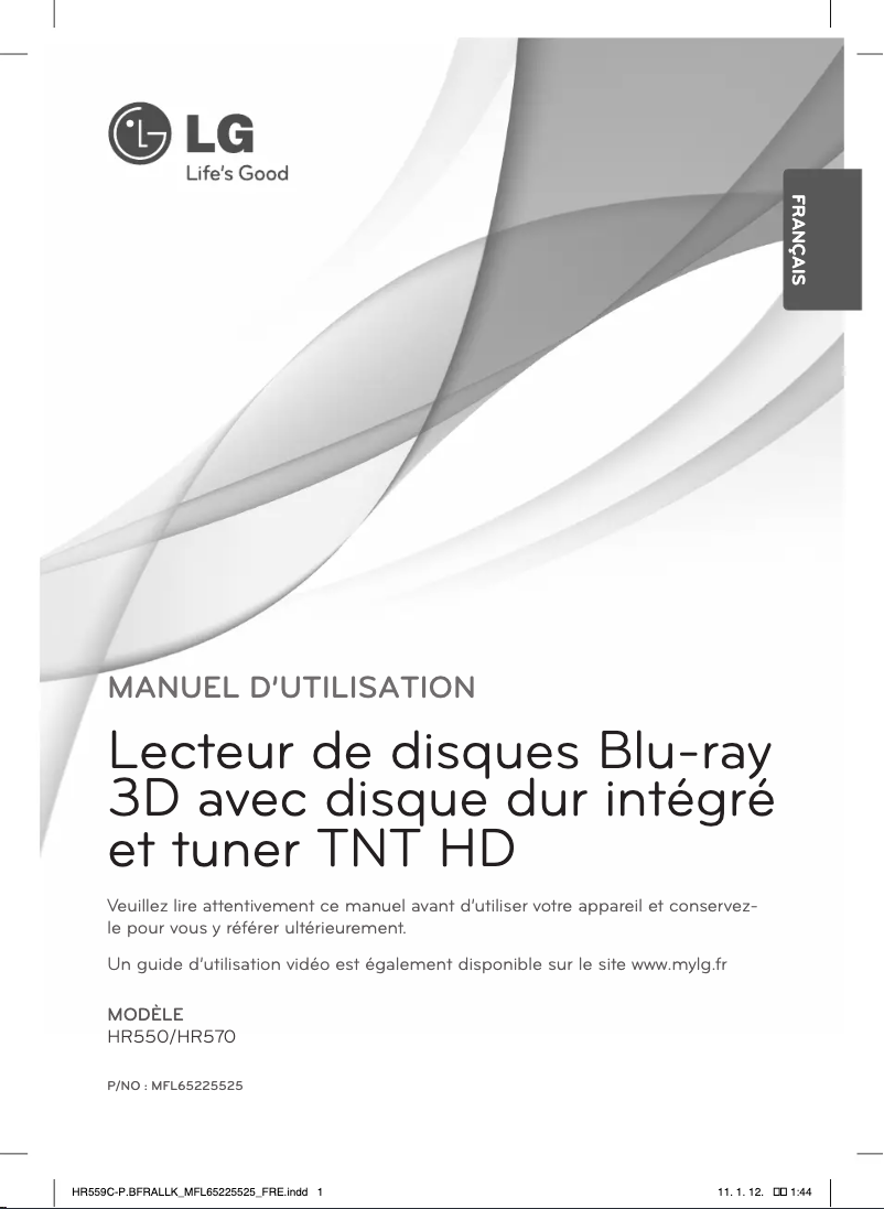 Page 1 de la notice Manuel utilisateur LG HR570