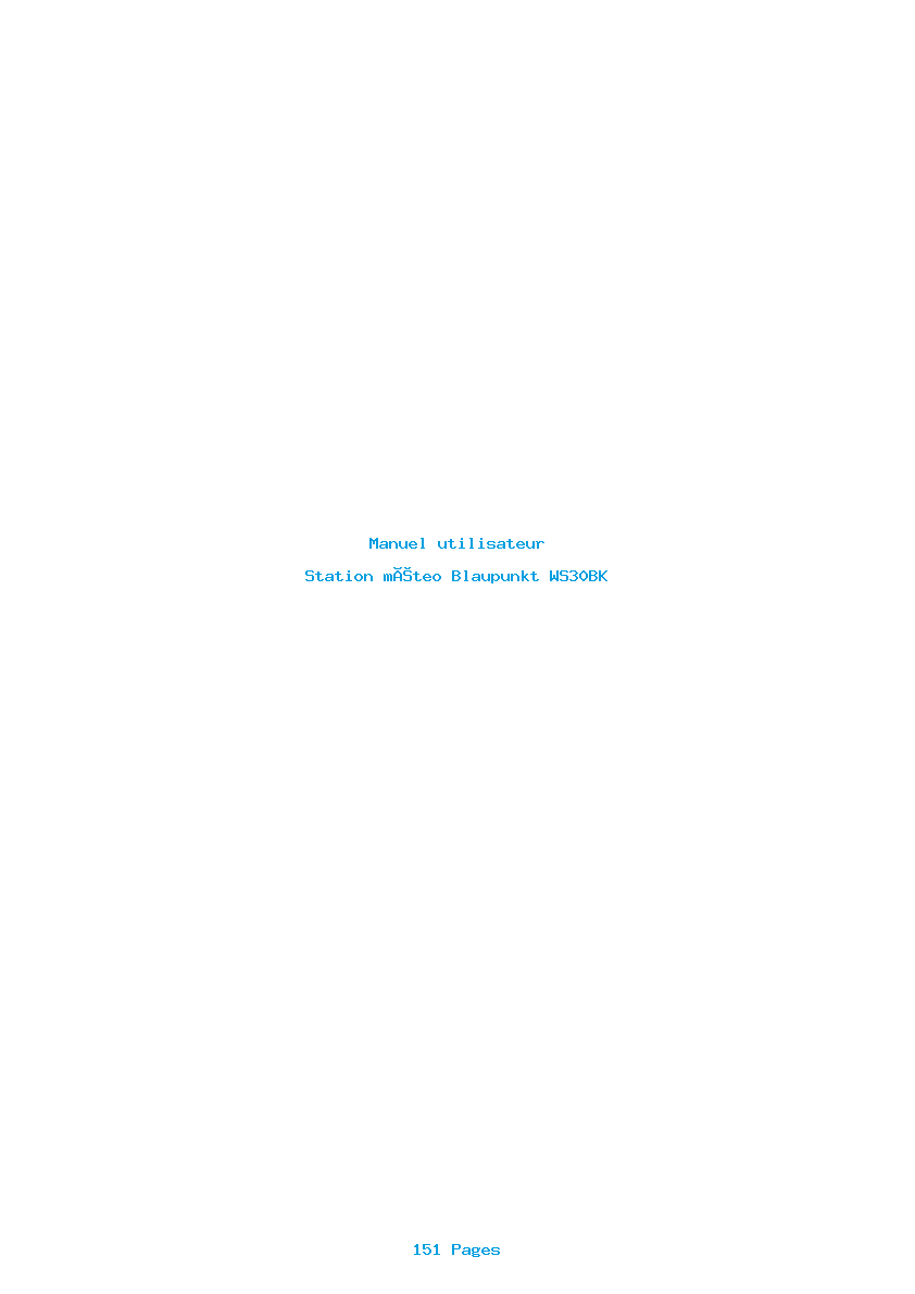 Page 1 de la notice Manuel utilisateur Blaupunkt WS30BK