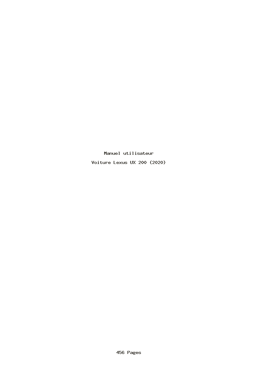 Page 1 de la notice Manuel utilisateur Lexus UX 200 (2020)