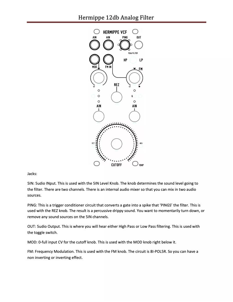 Page 1 de la notice Manuel utilisateur Blue Lantern Hermippe VCF