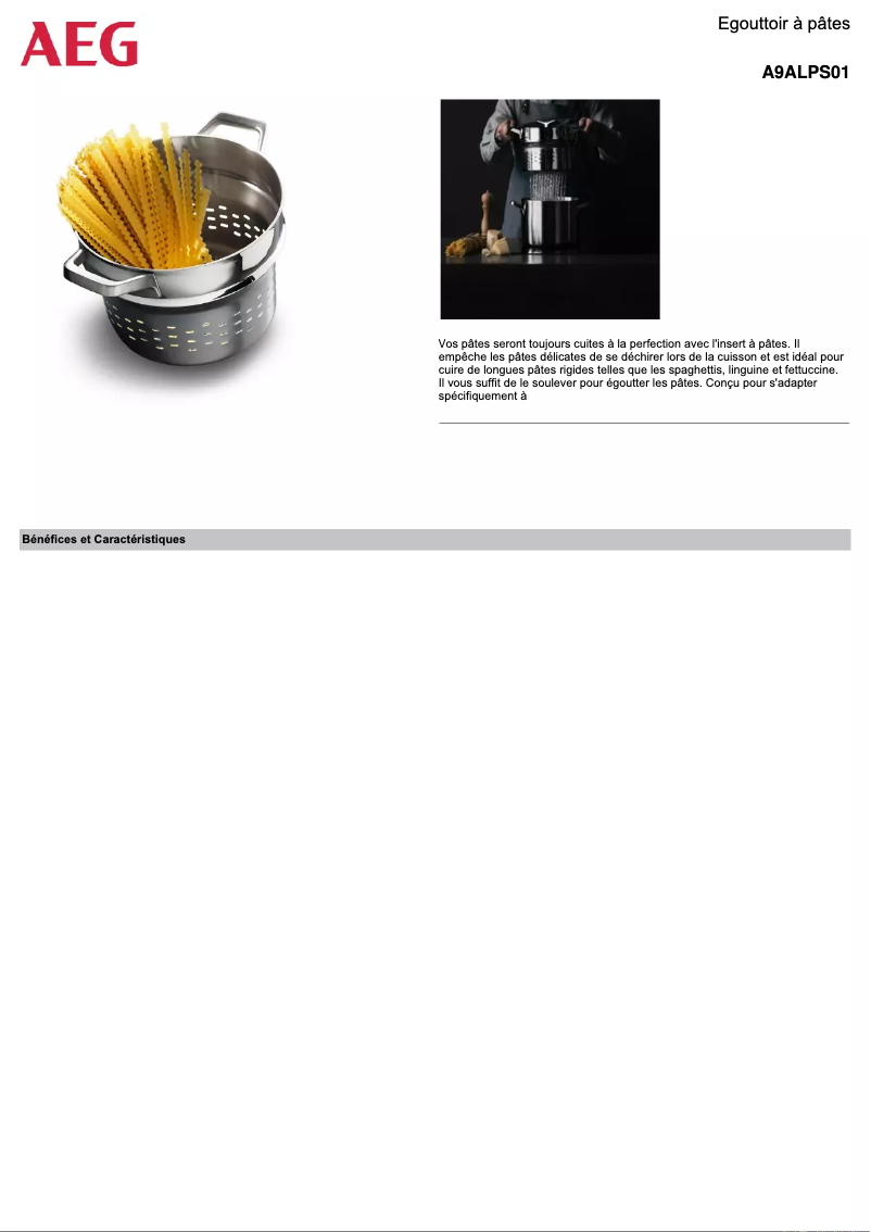 Página 1 del manual Ficha técnica AEG A9ALPS01