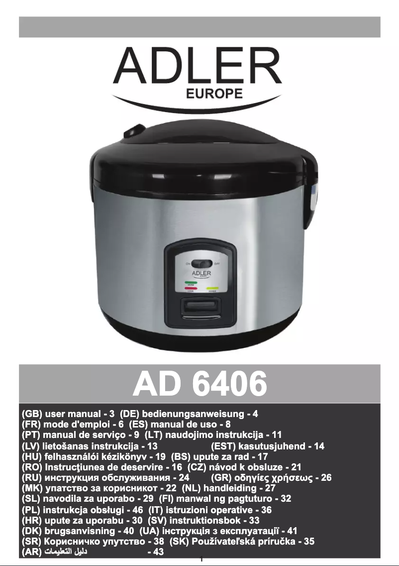 Page 1 of the manual User Manual Adler AD 6406