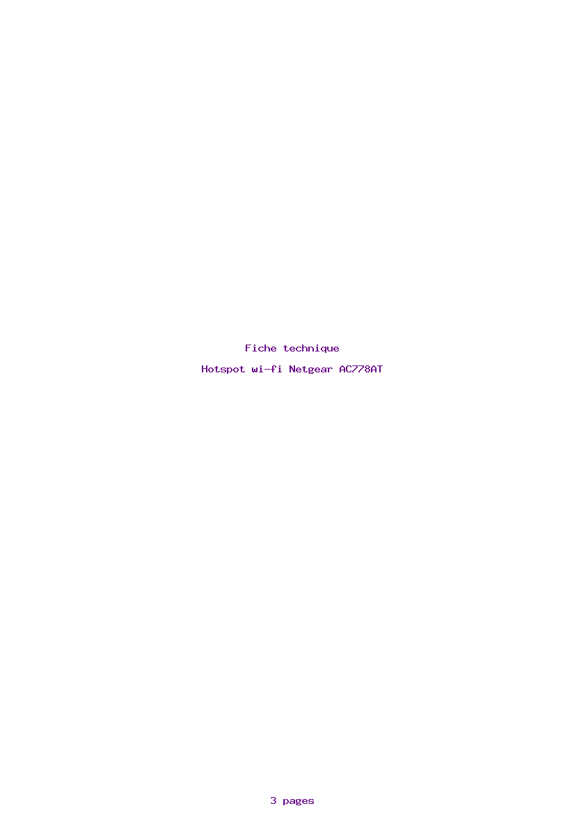 Page 1 de la notice Fiche technique Netgear AC778AT