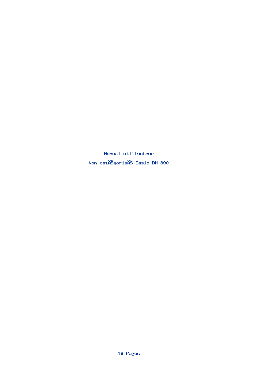 Page 1 de la notice Manuel utilisateur Casio DH-800