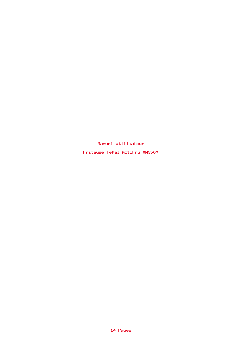 Page 1 de la notice Manuel utilisateur Tefal ActiFry AW9500