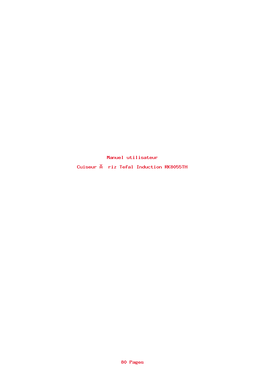 Page 1 de la notice Manuel utilisateur Tefal Induction RK8055TH