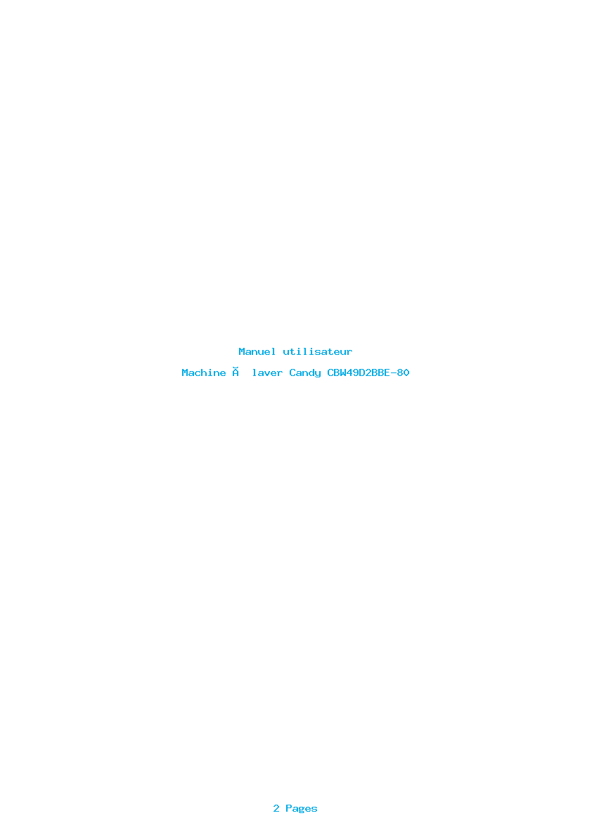 Page 1 de la notice Manuel utilisateur Candy CBW49D2BBE-80