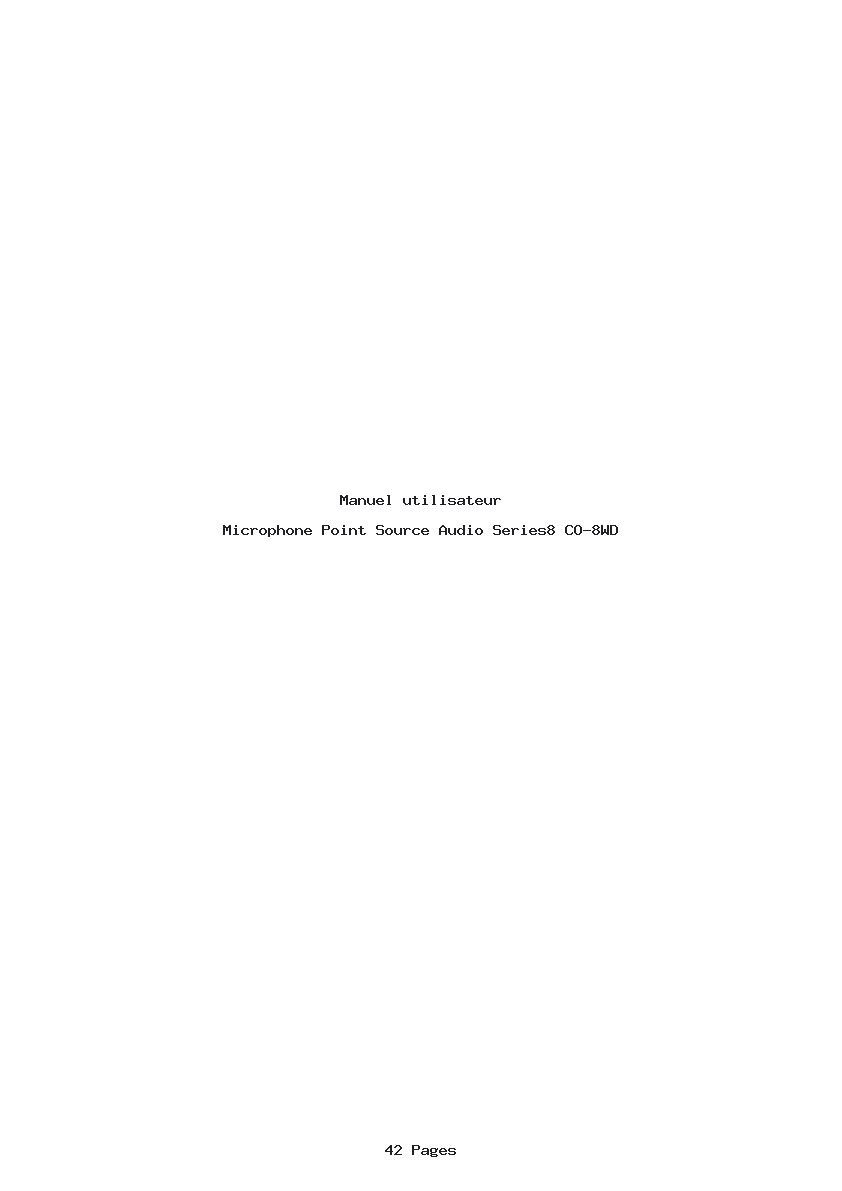 Page 1 de la notice Manuel utilisateur Point Source Audio Series8 CO-8WD