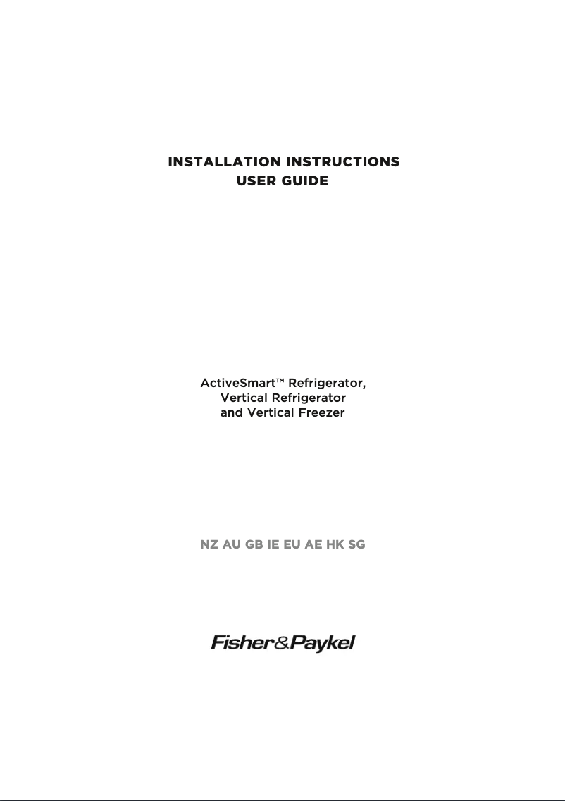 Página 1 del manual Guía de instalación Fisher & Paykel E388LW1
